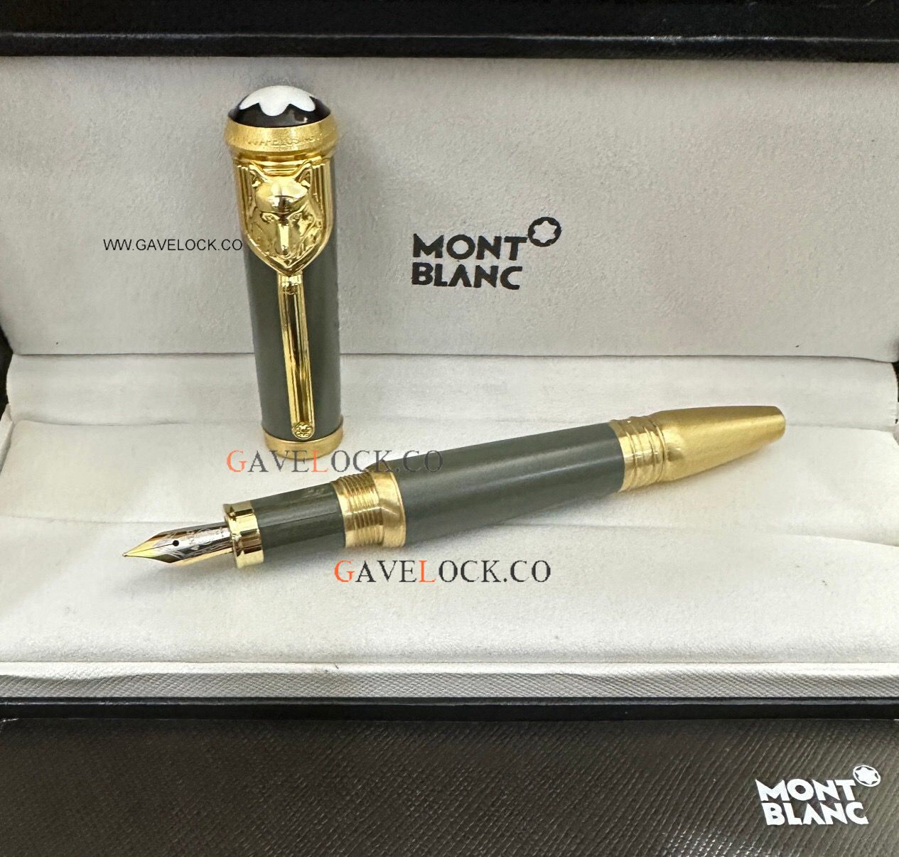 AAA Copy Montblanc Special Jasper Barrel & Gold Clip Fountain Pen
